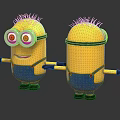 Cute Minion Dolls With Yellow Body Blue Overalls Black Spiky Hair Goggles And Outstretched Arms