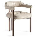 Modern Dining Chairs With Beige Upholstered Seats Armrests And Metal Legs