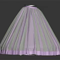 Flared Pleated Skirt With Pink And Green Stripes And Pink Hem Design