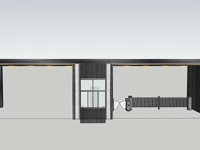 Modern Entrance Gate Design With Glass Door Metal Frame And Security Barrier 3d model