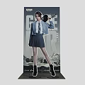 KOF Girl Character Standee In School Uniform Holding Weapon And Game Design