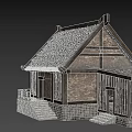 Traditional Ancient Building Design Featuring Thatched Roof Wooden Structure Stone Walls And Interior Details