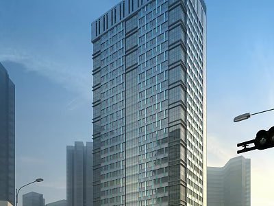 Tall Modern Residential Building With Glass Curtain Wall And Urban Architectural Design 3d model
