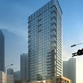 Tall Modern Residential Building With Glass Curtain Wall And Urban Architectural Design
