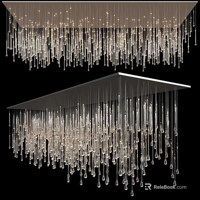 Stunning Crystal Chandelier with Hanging Glass Drops and Elegant Lighting Design 3d model 