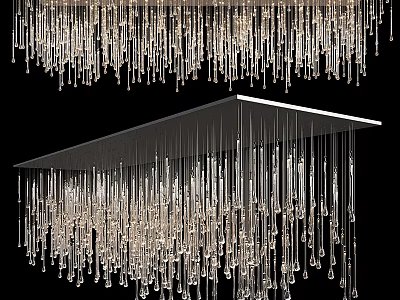 Stunning Crystal Chandelier with Hanging Glass Drops and Elegant Lighting Design 3d model