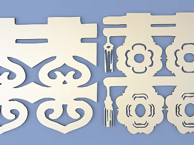 Decorative Intricate White Carved Patterns With Symmetrical Floral And Geometric Motifs 3d model