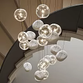 Modern Hanging Chandelier With Transparent And White Glass Balls For Home Decor