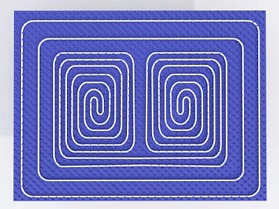 White Spiral Radiator Design On Blue Background For Home Heating System 3d model