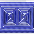 White Spiral Radiator Design On Blue Background For Home Heating System