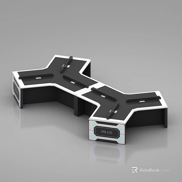 Police Monitoring Room Control Console With Modern Design And Multiple Workstations 3d model 
