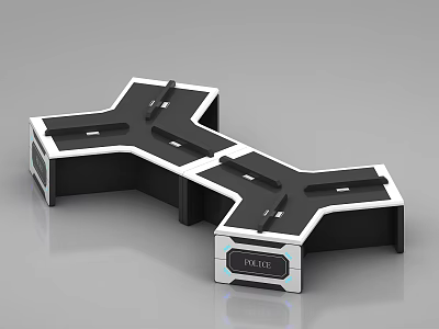 Police Monitoring Room Control Console With Modern Design And Multiple Workstations 3d model