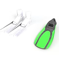 Swimming Flippers Featuring White And Green Black Colorful Designs For Water Sports