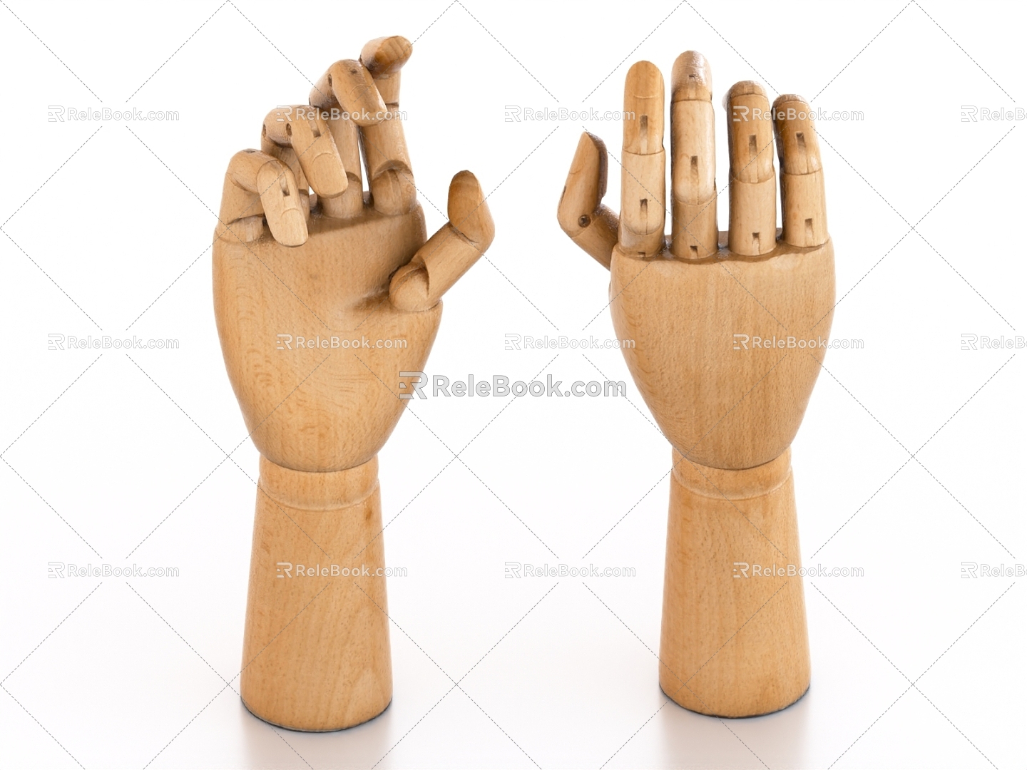 Wooden arm tickling wooden palm 3d model