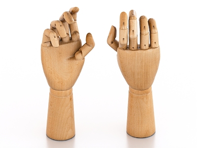 Wooden arm tickling wooden palm 3d model