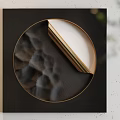 Two Abstract Paintings With Circular Gold Elements On White And Black Backgrounds For Home Decor