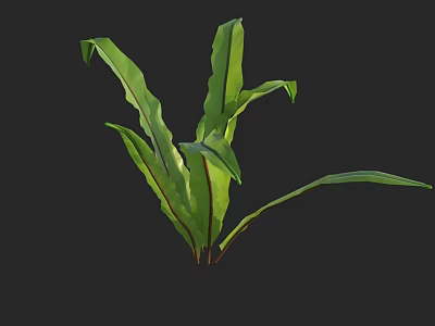 Vibrant Green Herbaceous Plant With Long Lush Leaves And Fresh Foliage 3d model