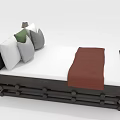 People Using Modern Wooden Bed With Multiple Pillows Bedside Lamps And Brown Blanket