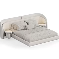 Modern Double Bed With Upholstered Headboard Pillows And Nightstand Color Options