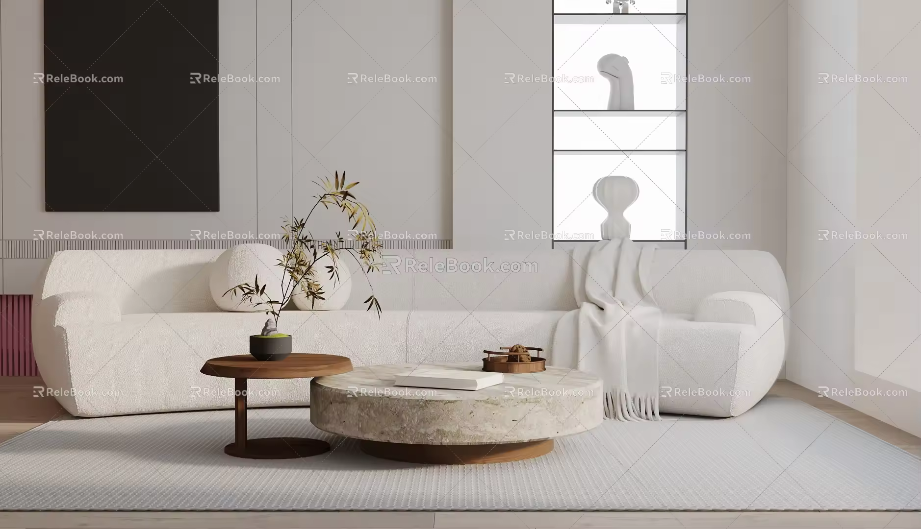 Modern three-seat sofa 3d model