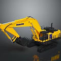 Yellow Komatsu Crawler Excavator With Large Bucket Cab And Track Structure