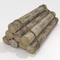 Rustic Wooden Logs Stacked Tied With Rope Natural Raw Wood Texture