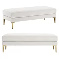 Modern Upholstered Sofa Bench With Light Fabric And Gold Metal Legs Minimalist Design