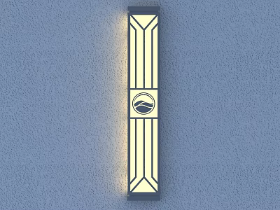 Modern Long Strip Wall Light With Geometric Design And Circular Emblem Illuminated 3d model