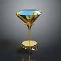 Elegant Blue Diamond Shaped Clothing Accessory With Golden Base And Shiny Surface