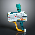 Futuristic Sci Fi Toy Gun Design With White Teal Yellow Accents And Red Cross Symbols