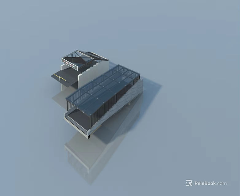 Modern Residential Building Design Featuring Sleek Side Hung Door And Glass Facade 3d model 