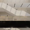 Modern Interior Staircase Structure With White Steps And Wooden Railings In Building Design