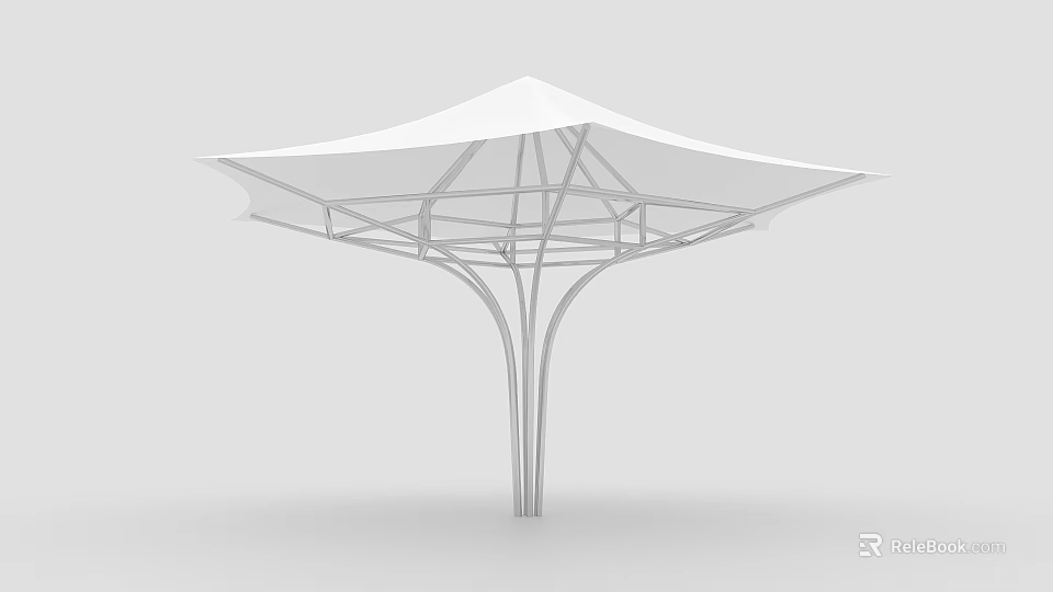 Elegant Modern White Tensile Membrane Structure With Metal Frame Canopy Design 3d model