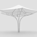 Elegant Modern White Tensile Membrane Structure With Metal Frame Canopy Design 3d model