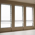 Simple Light Colored Window Blinds in Beige Interior with Three Windows