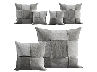 Gray Patchwork Decorative Pillows Set With Different Sizes For Home Decor 3d model