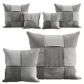 Gray Patchwork Decorative Pillows Set With Different Sizes For Home Decor 3d model