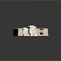 Detailed Classical Architecture Model With Symmetrical Columned Portico And Stone Steps