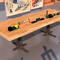 Functional Wooden Desks With Various Designs Display Shelves And Storage Solutions 3d model