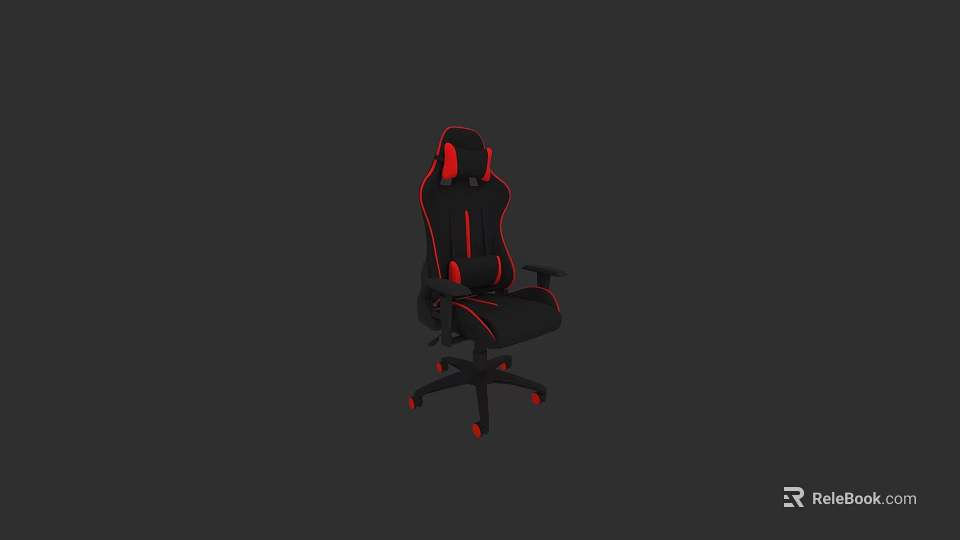 Ergonomic Office Chair Black And Red Modern Design With Adjustable Backrest And Swivel Wheels 3d model 