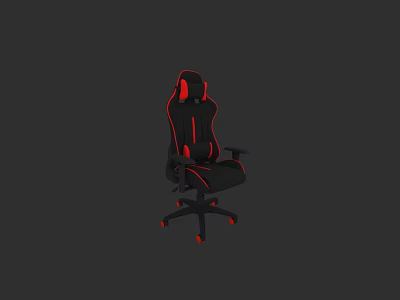 Ergonomic Office Chair Black And Red Modern Design With Adjustable Backrest And Swivel Wheels 3d model