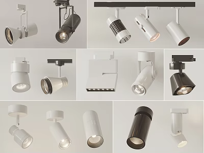 Various Styles of Downlights and Spotlights with Modern White Black Designs for Interior Lighting 3d model