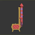 Colorful Cartoon Style Throne With Red Yellow Design Small Clock And Pink Spire Decorations