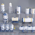 Industrial Equipment Featuring Storage Tanks Water Tower And Pressure Vessels