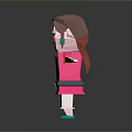Cute 3D Paper Craft Girl Character With Pink Dress Green Shoes And Open Arms