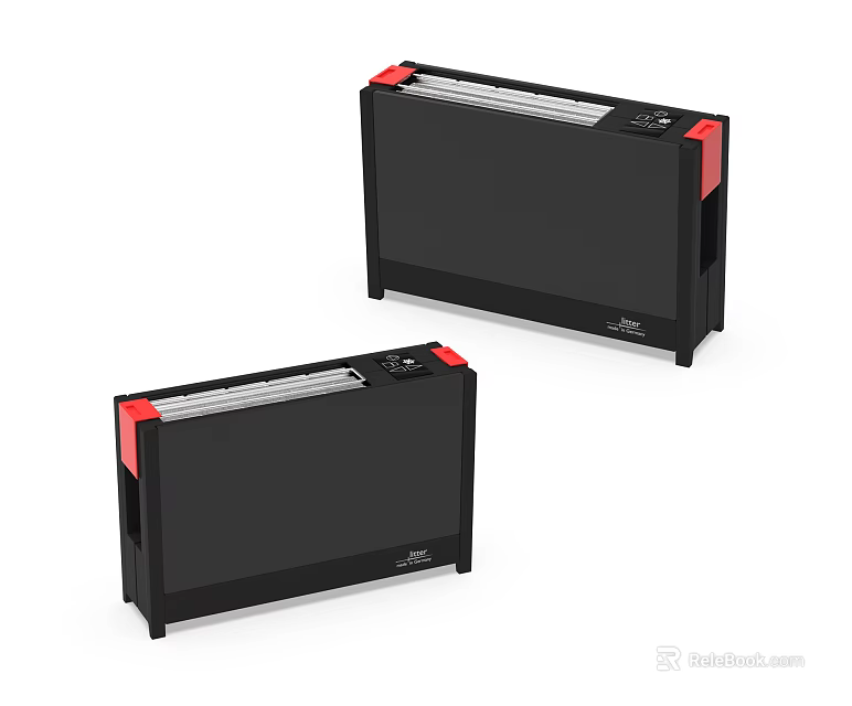 Modern Black Kitchen Appliances With Red Accents Two Stylish Units For Home Use 3d model 