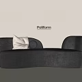 Poliform Black Sectional Sofa With White Pillow Against Beige Wall 3d model