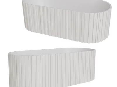 Modern Oval Bathtub Interior Design With Textured Surface And White Finish 3d model