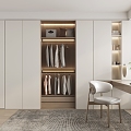 Wardrobe Dresser Corner Desk Integrated Cabinet 3d model