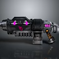 Futuristic Sci Fi Weapon With Purple Glowing Lights Digital Display And Metallic Structure 3d model